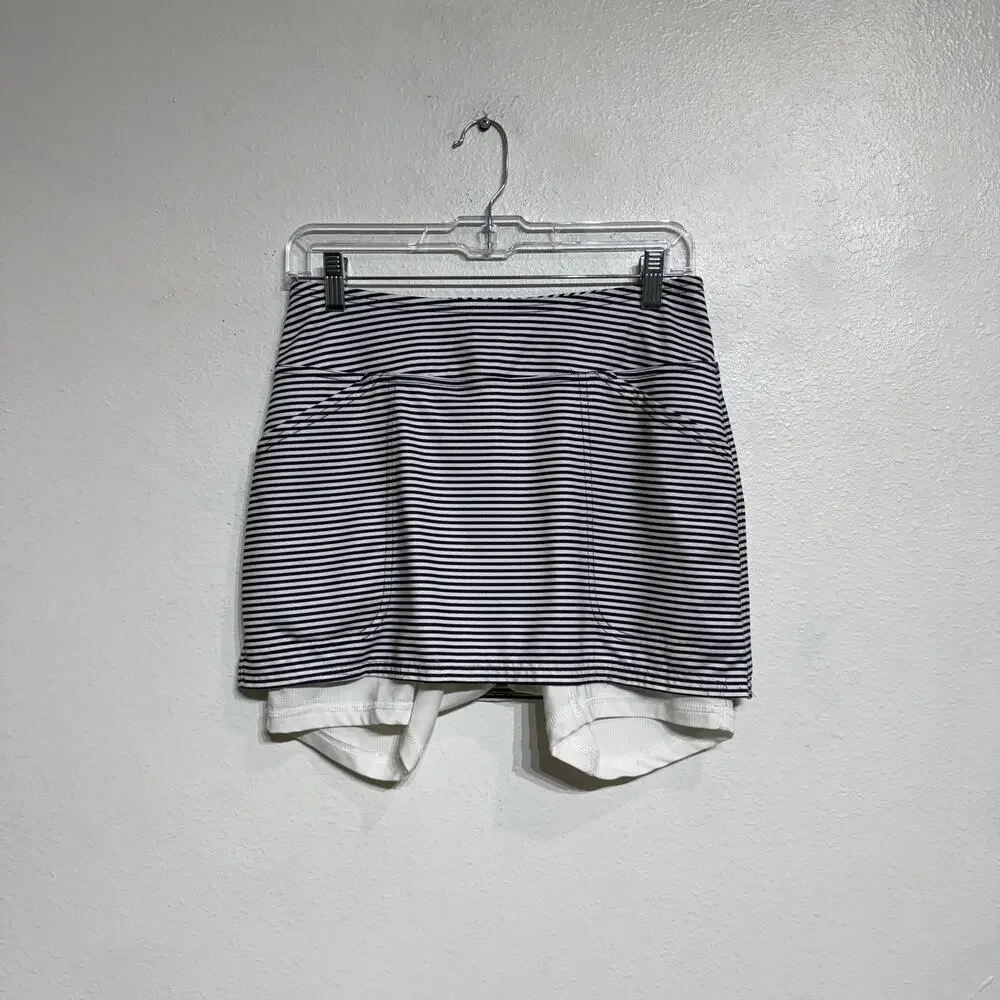 Dona Jo Navy White Stripe Athletic Golf Pickleball Tennis Skort Sz M